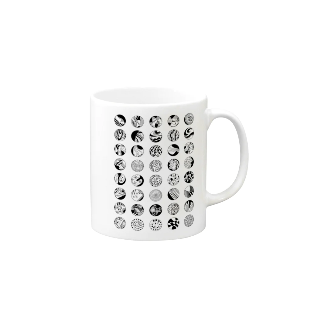 花と女性のイラストレーションのCircular Design Mug :right side of the handle