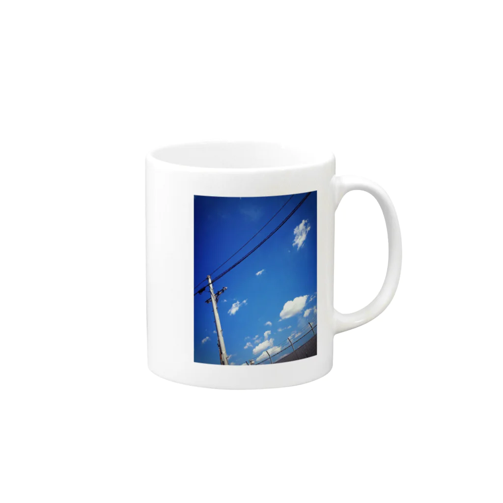 ぺちゃの ○。銀狐堂。○ の青空 Mug :right side of the handle