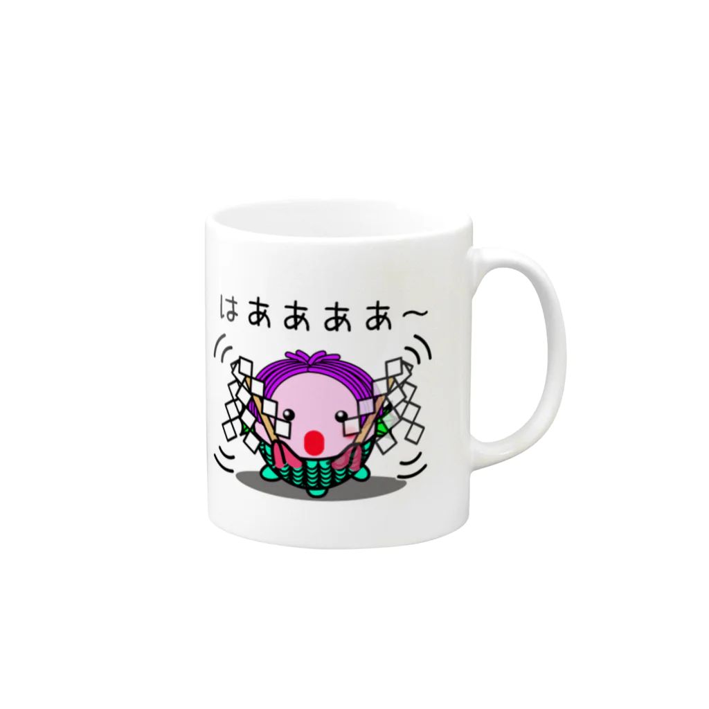 きゃぴばら倶楽部のアマビエさま【お祓い】 Mug :right side of the handle