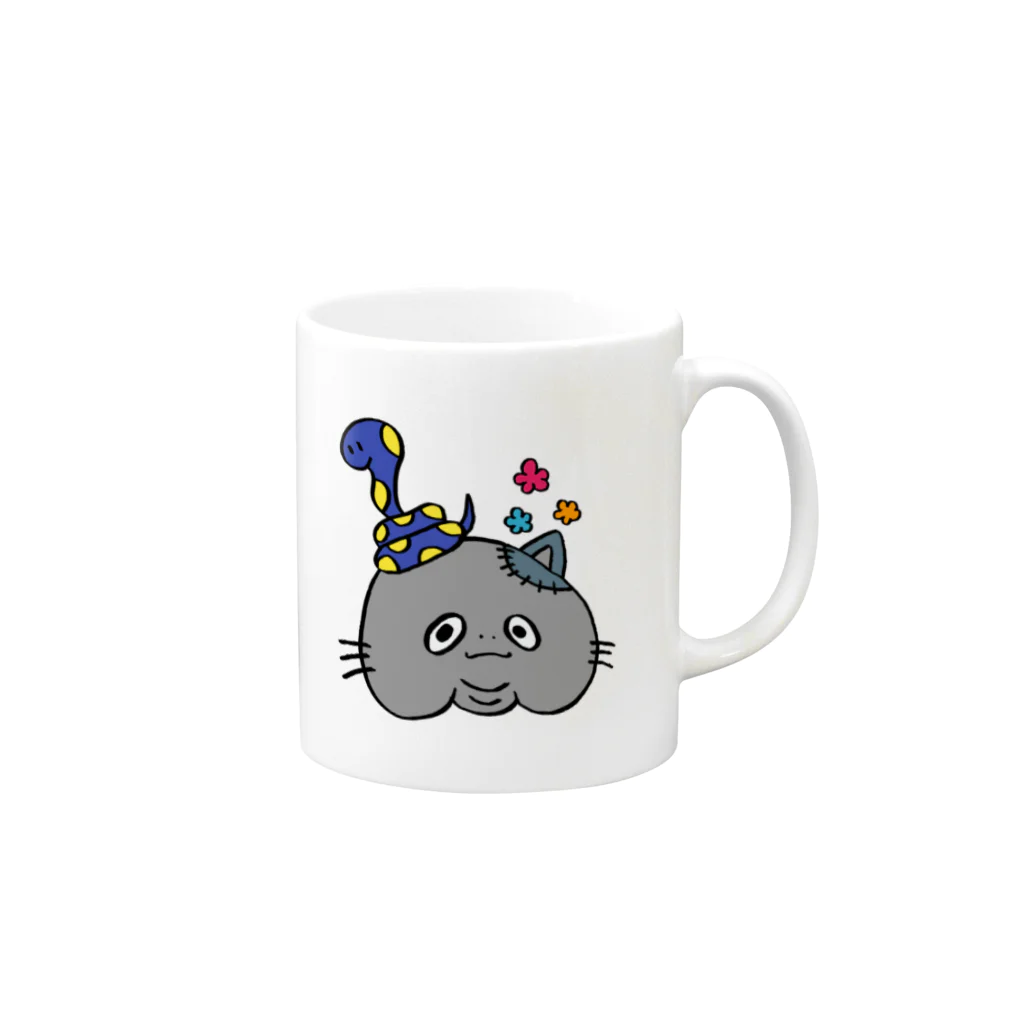 57のヘビとネコゾンビ Mug :right side of the handle