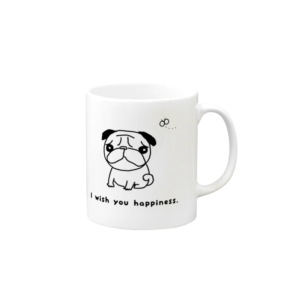 ニーニSHOPのちょうちょとパグさん Mug :right side of the handle