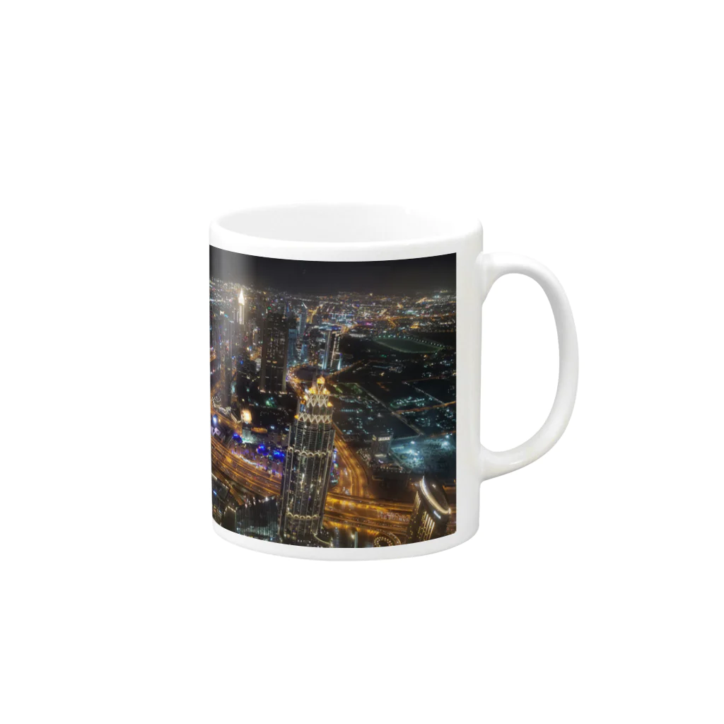 すすりーぬしょっぷのドバイの夜景(ブルジュ・ハリファからの夜景) Mug :right side of the handle