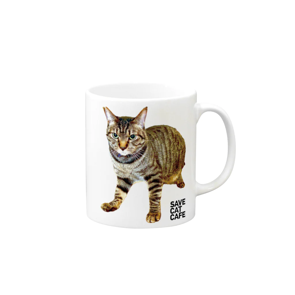 SAVE CAT CAFEのてっちゃん Mug :right side of the handle