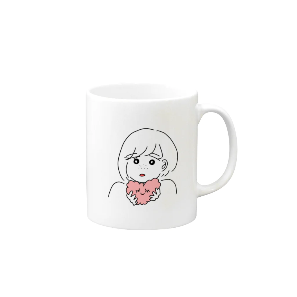 かえるのずきゅん Mug :right side of the handle