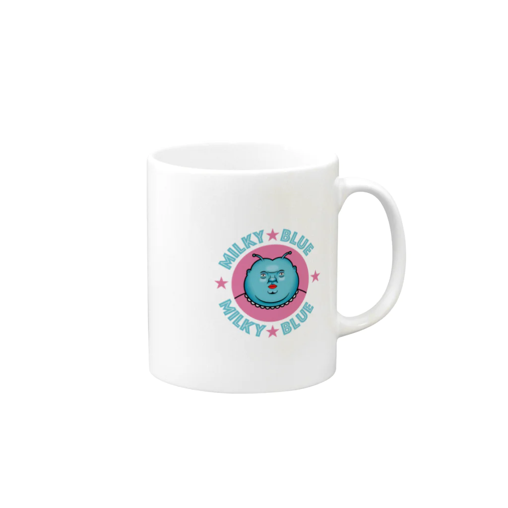 ミルキー☆ブルーSHOPのVtuber ミルキーブルー公式デザイン Mug :right side of the handle