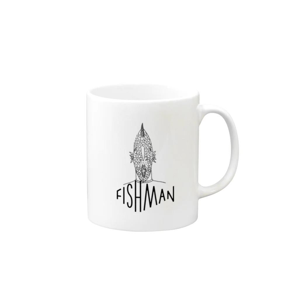 Japan Postmodern FederationのFISHMAN-fm01 Mug :right side of the handle