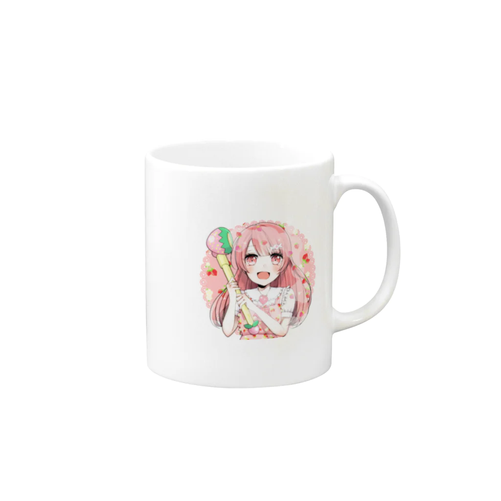 つゆかのおみせの✧*。いちごヾ(｡>﹏<｡)ﾉﾞ✧*。 Mug :right side of the handle