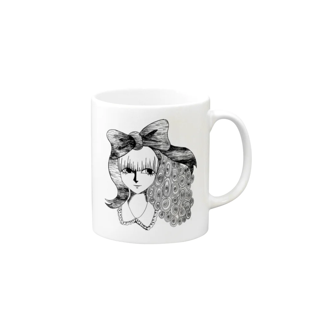 funny globuleの或る少女 Mug :right side of the handle