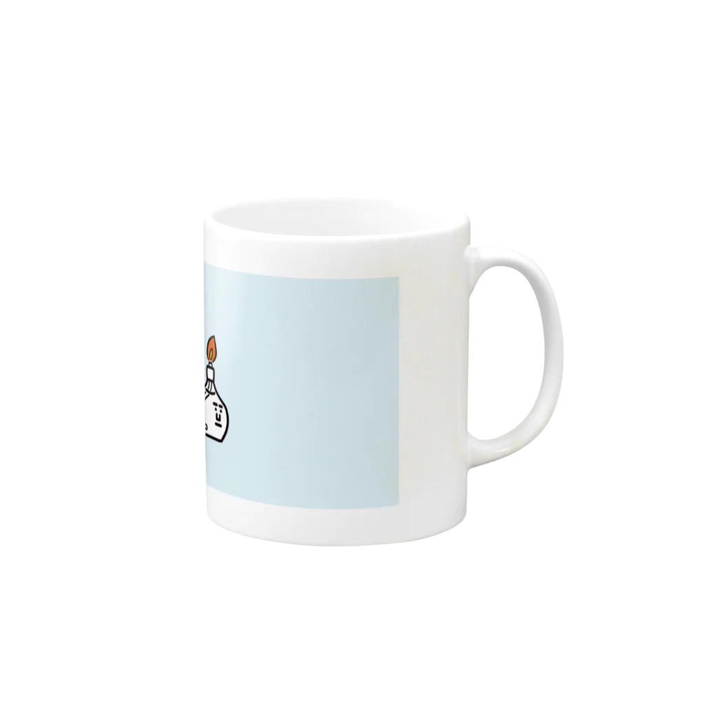 うえたに夫婦のビーカーくんロゴ水色背景 Mug :right side of the handle