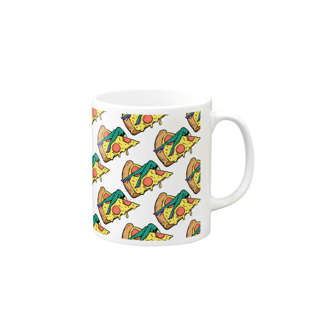 Mieko_Kawasakiの欲望のピザ🍕　GUILTY PLEASURE PIZZA AO TRANSPARENCY Mug :right side of the handle