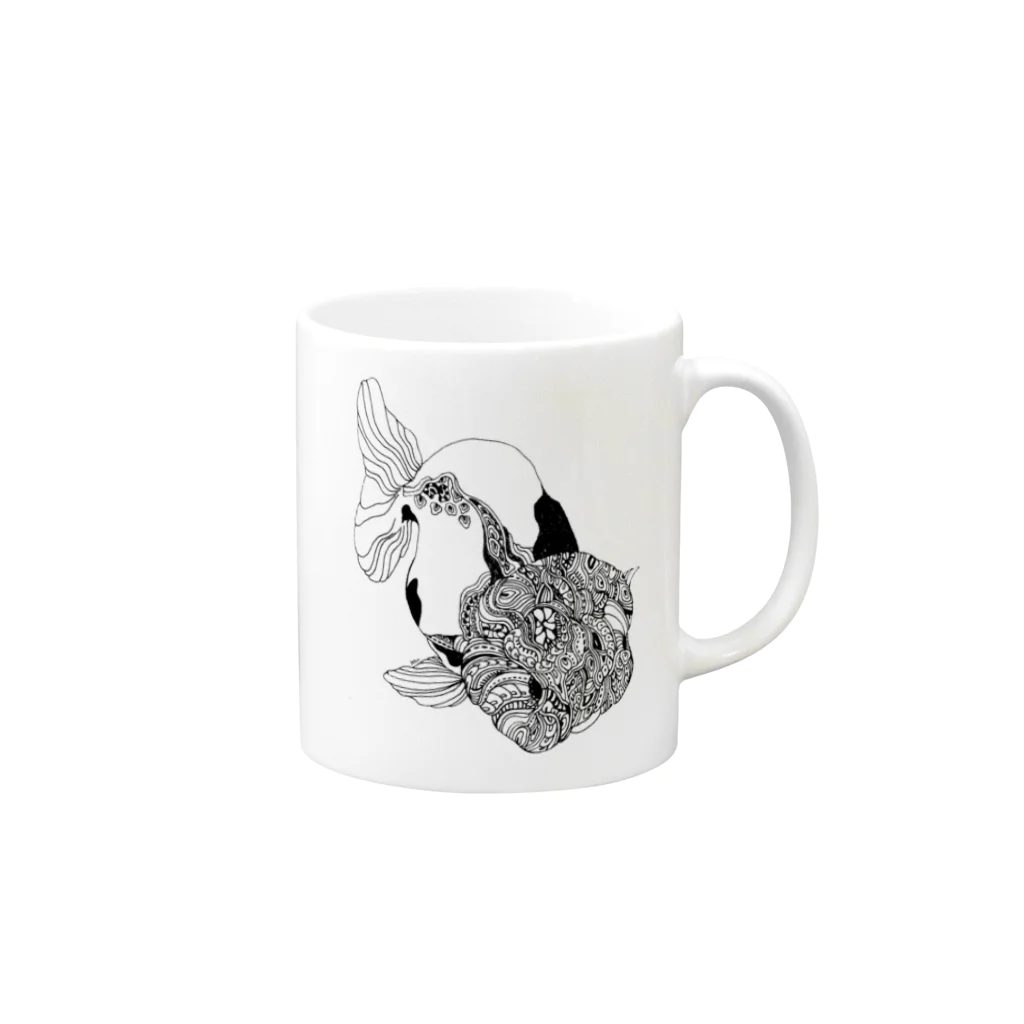 makkura.のらんちう　(yowmoreyow.) Mug :right side of the handle