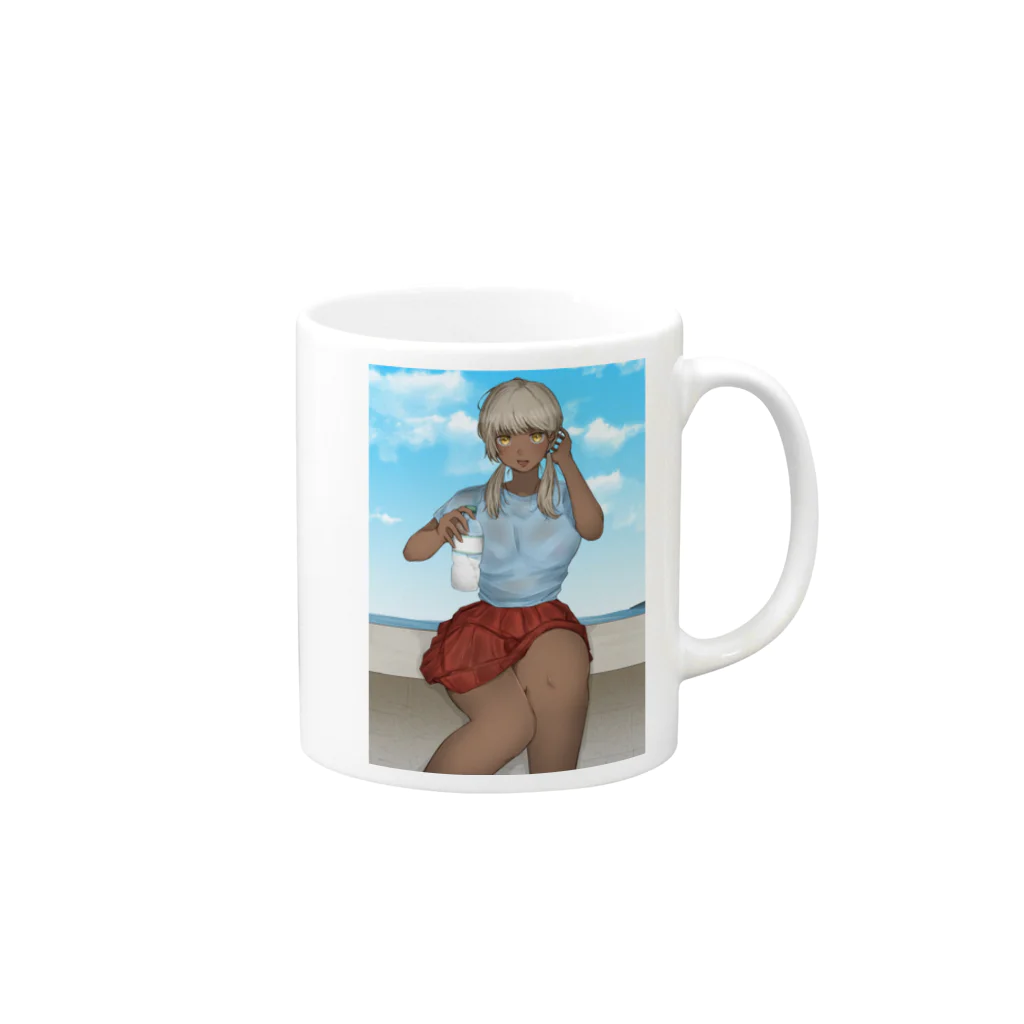 明日やりますの夏の日の彼女 Mug :right side of the handle