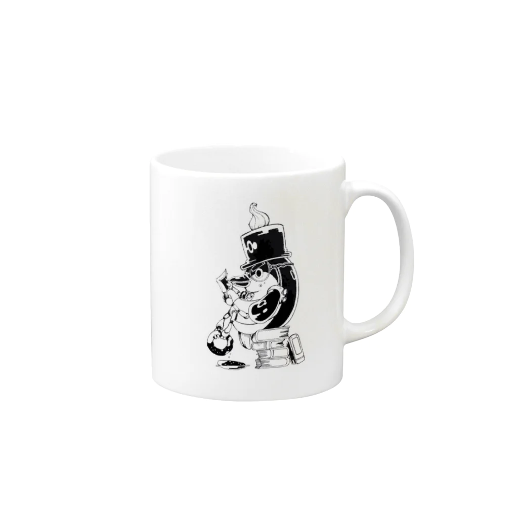 鉄坊独壇場のクロ、読書を嗜むの巻 Mug :right side of the handle