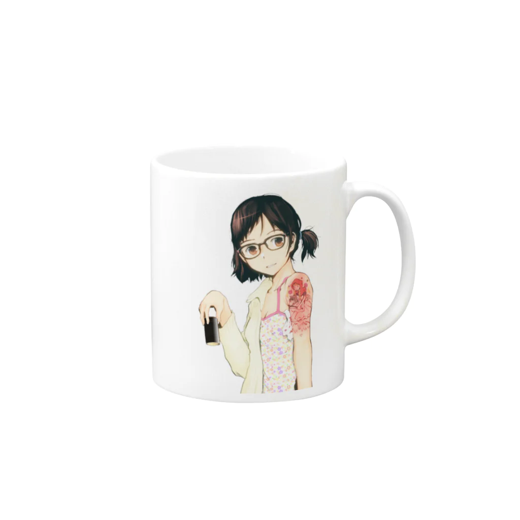 勉強堂本舗SUZURIのTATTOO途中マグ Mug :right side of the handle