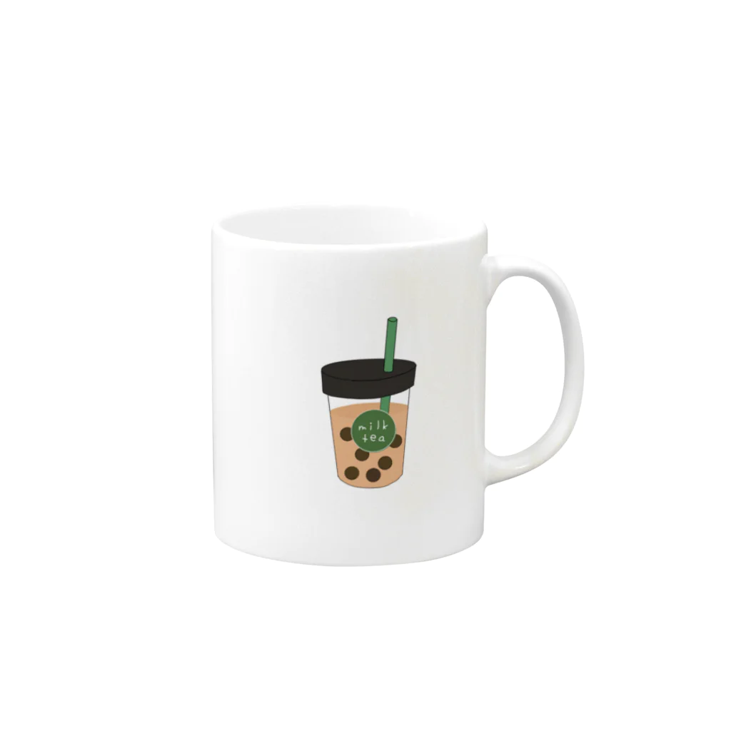 かちゃぼとまのえーずのタピオカミルクティー Mug :right side of the handle