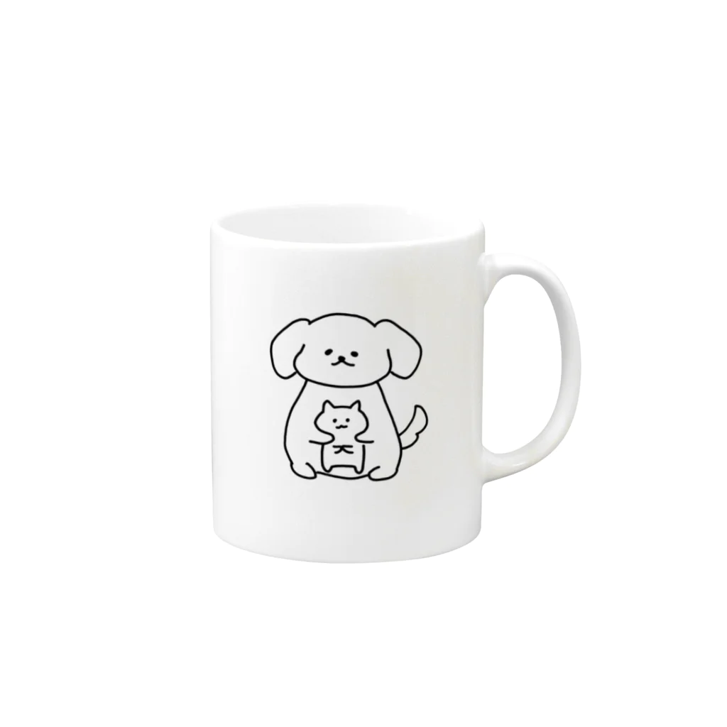 家いぬねこの家いぬねこのシンプルイラスト Mug :right side of the handle