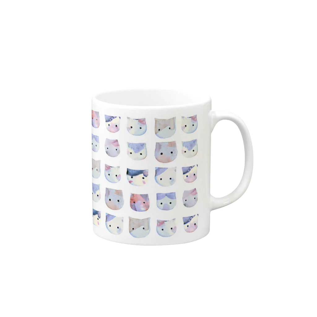 pinkychocolatのねこねこねこねこ Mug :right side of the handle