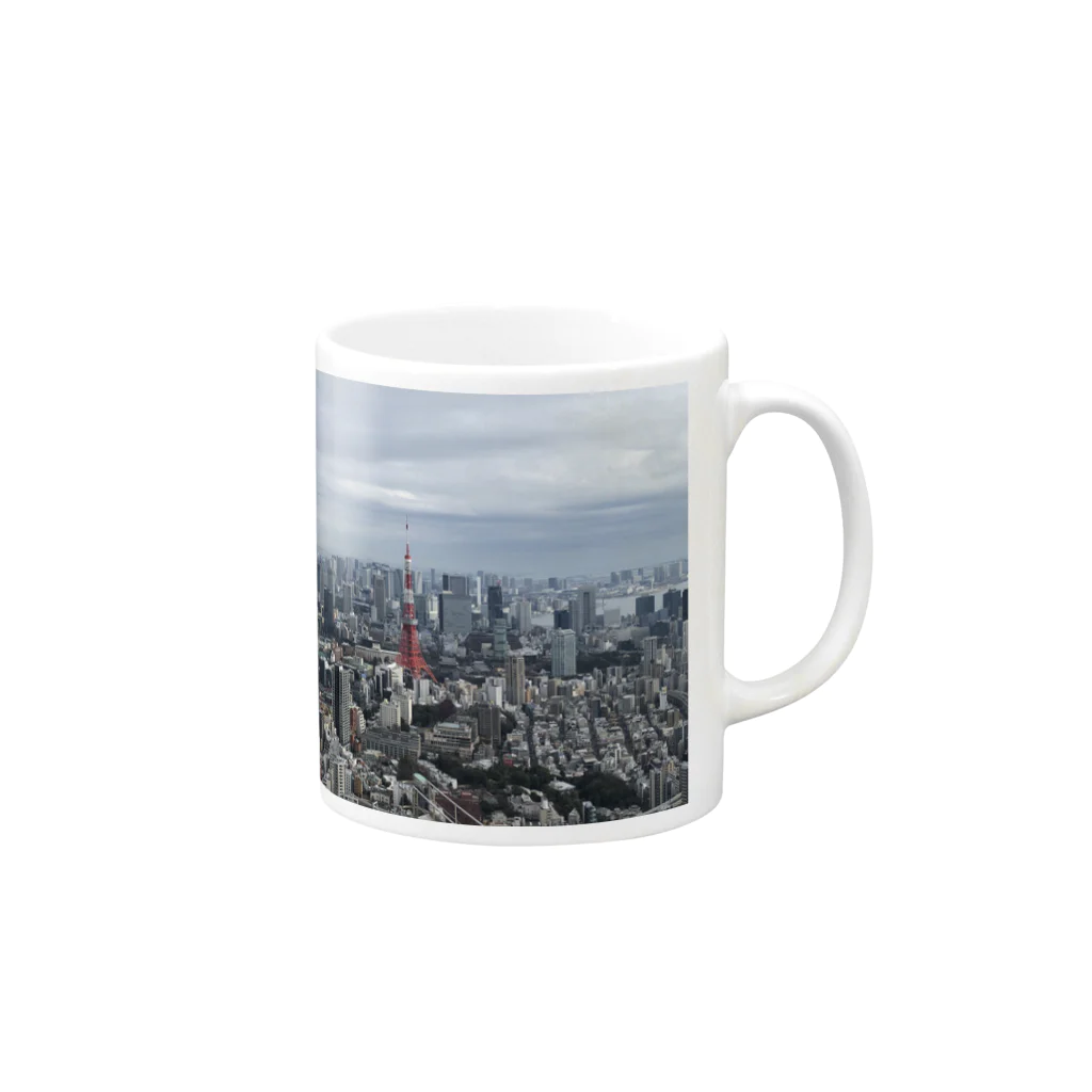 FumiProgrammerの高台から眺める東京タワー Mug :right side of the handle