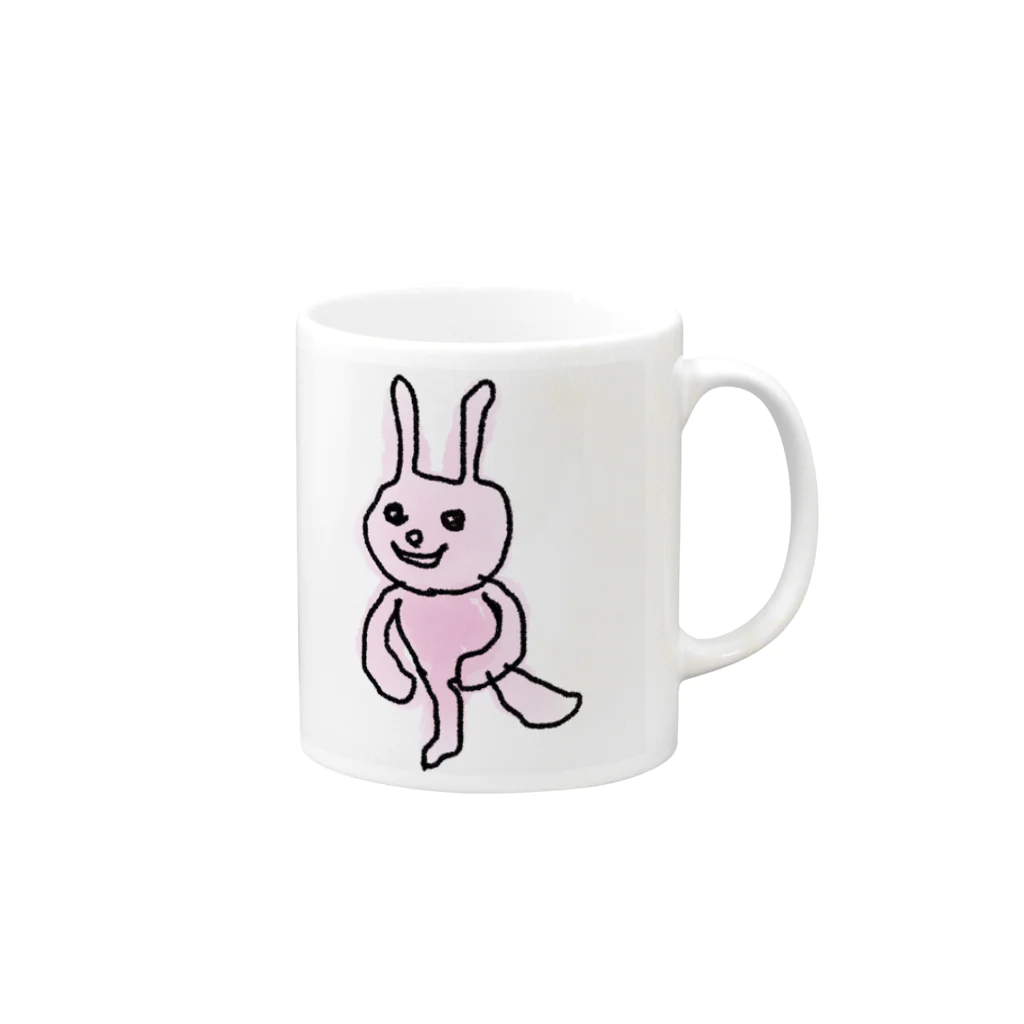 iwanne.storeのほくそ笑むウサギ Mug :right side of the handle