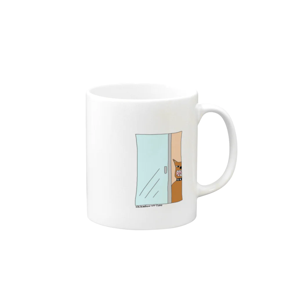 地下道を往くgoodsのアングラ犬覗きみ隊 Mug :right side of the handle