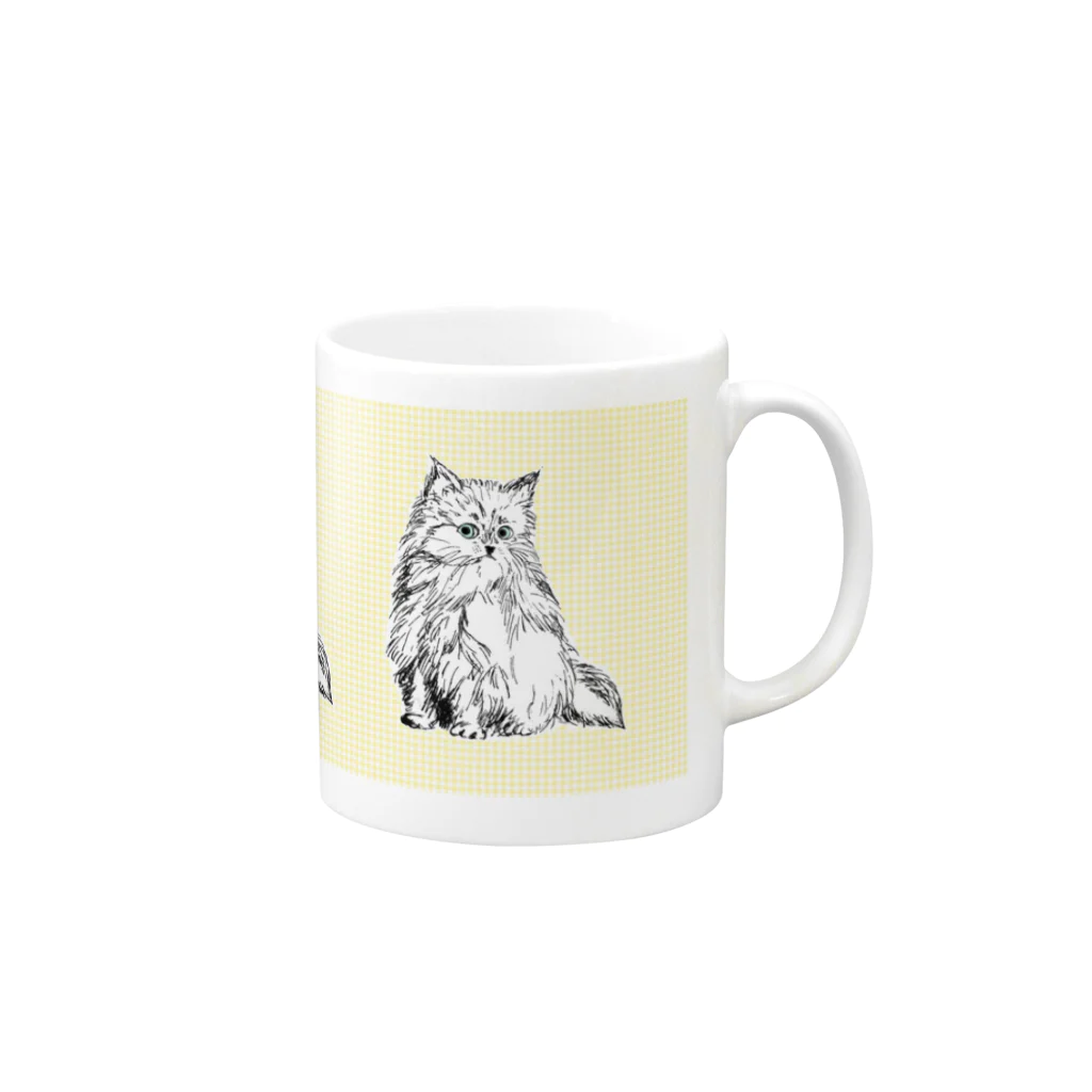 LalaHangeulのそら色の瞳の猫 Mug :right side of the handle