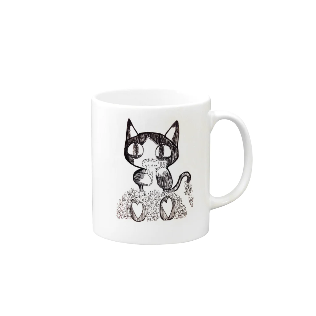 鶴橋らのの店・Eye☆Needのがぶがぶねこ Mug :right side of the handle