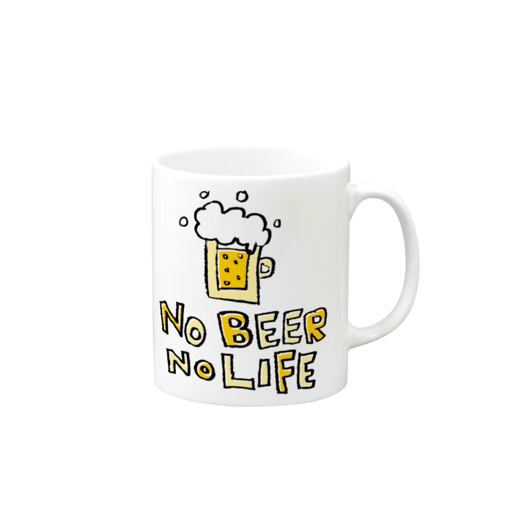 無彩色デザイン販売所のChildren's Art / ノービールノーライフ NO BEER NO LIFE Mug :right side of the handle