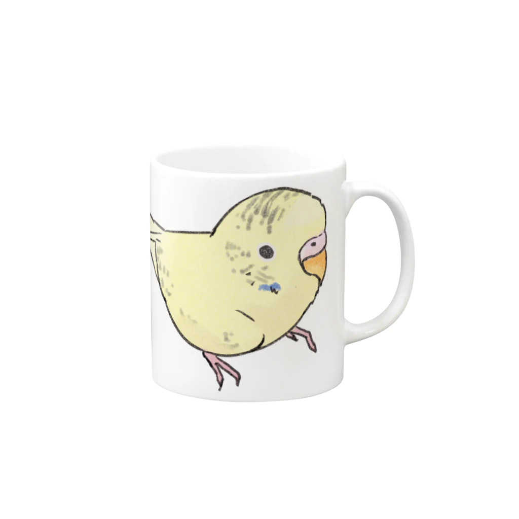 まめるりはことりの可愛いセキセイインコ　おすましちゃん【まめるりはことり】 Mug :right side of the handle