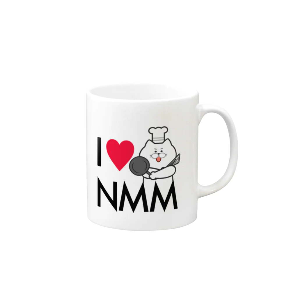 ねこめし屋公式グッズショップのI♥NMMマグ マグカップの取っ手の右面