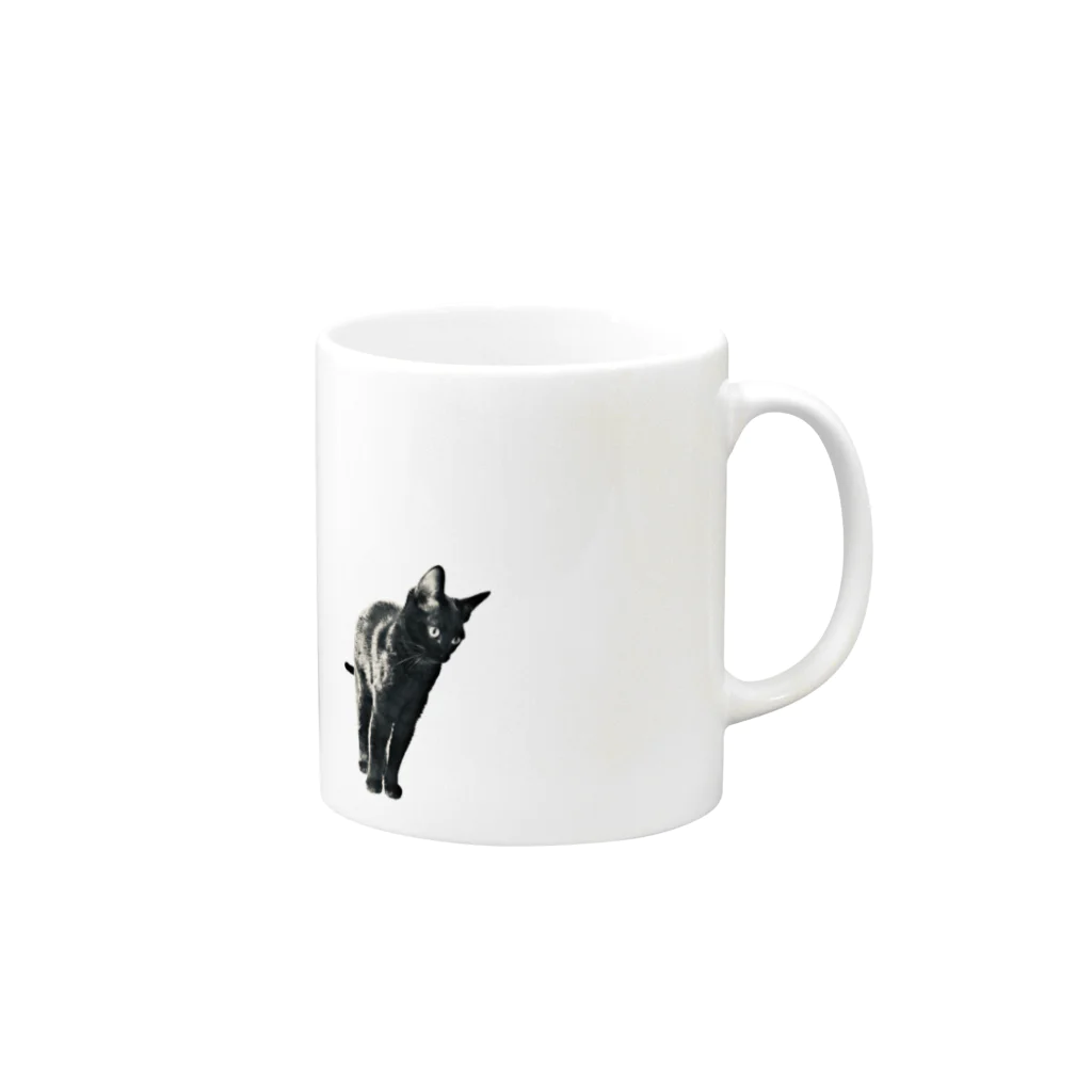 ネロヂカラのリアル黒猫1 Mug :right side of the handle