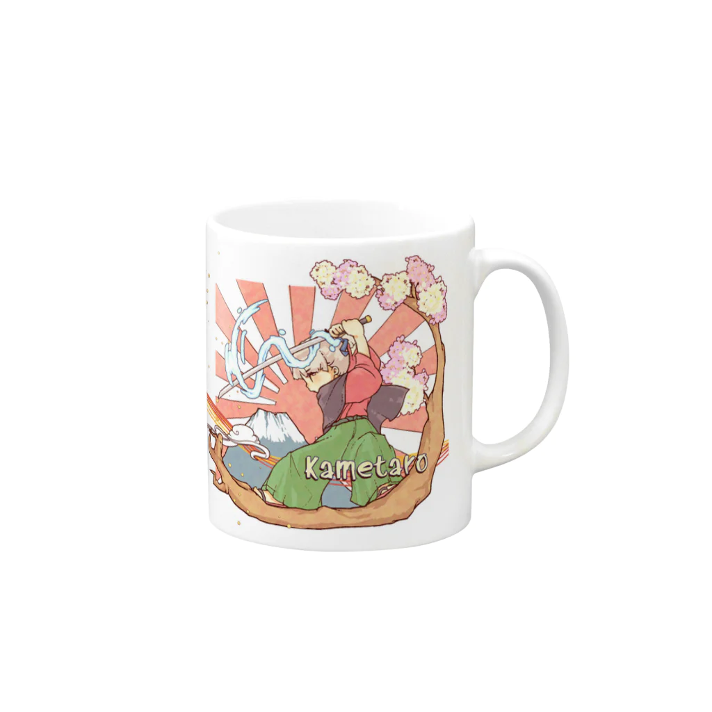 しろくまうのかめたろ Mug :right side of the handle