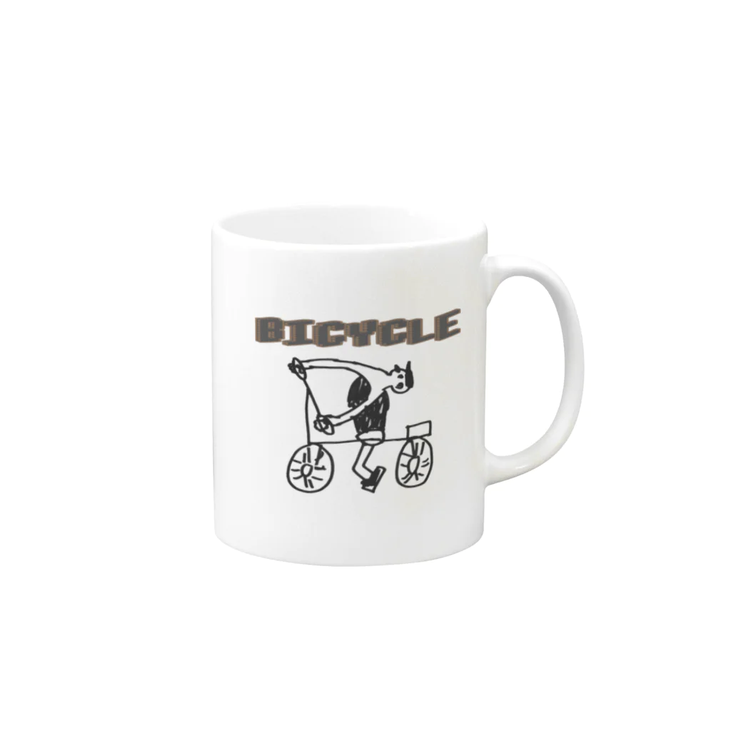 どんぐり屋別館の画伯シリーズ『bicycle』 Mug :right side of the handle