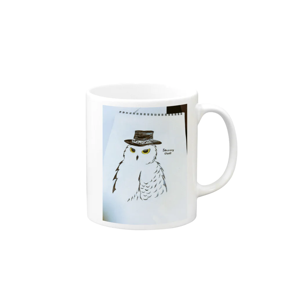 理央っだっつの。のsnowy owl Mug :right side of the handle