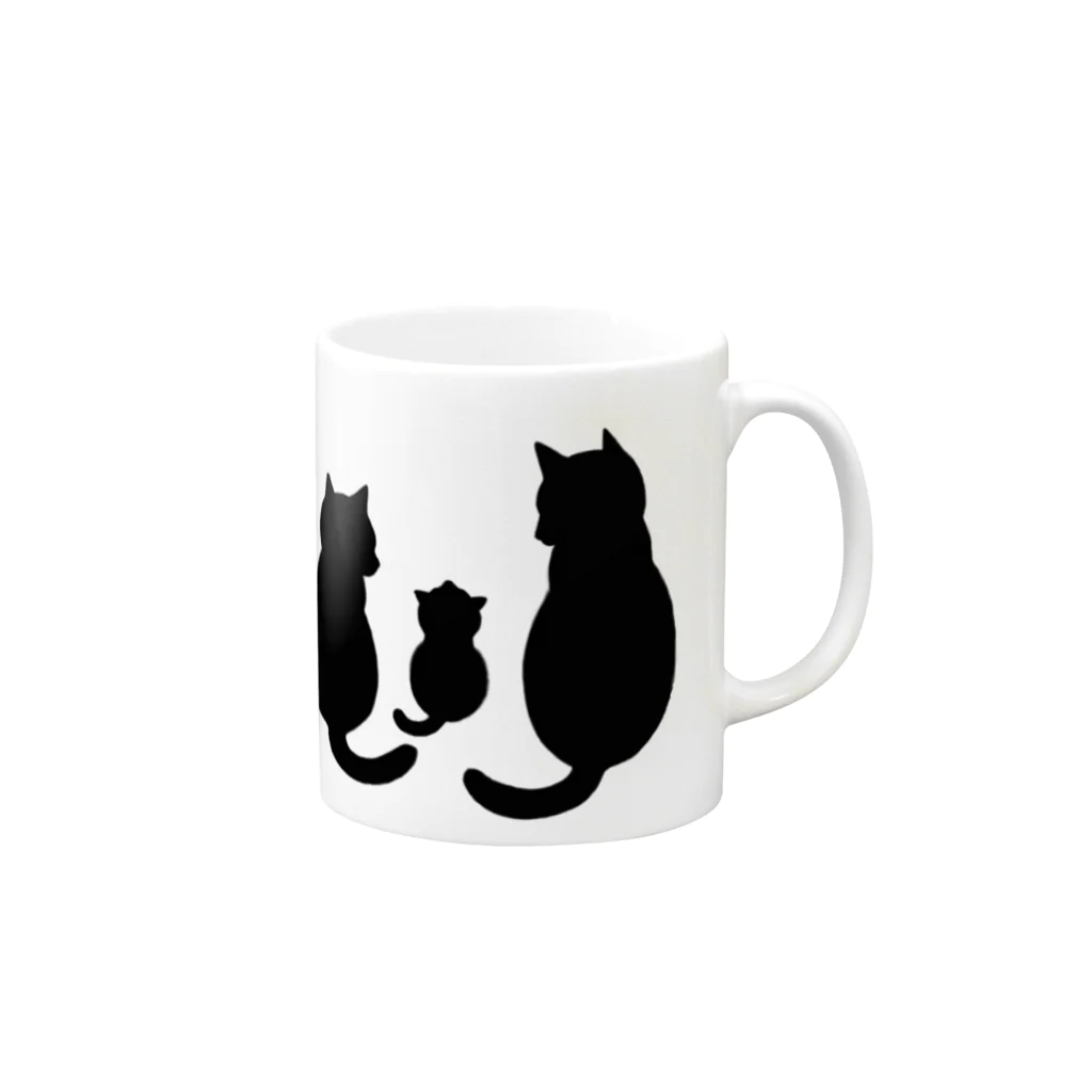 kuronyansuzuの黒猫親子 Mug :right side of the handle