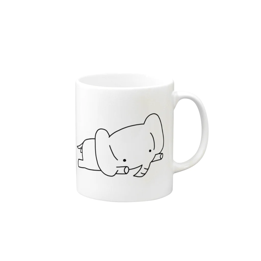 ゆるいどうぶつ（kawaii animal shop）のぐでるゾウさん〜白色バージョン〜 Mug :right side of the handle