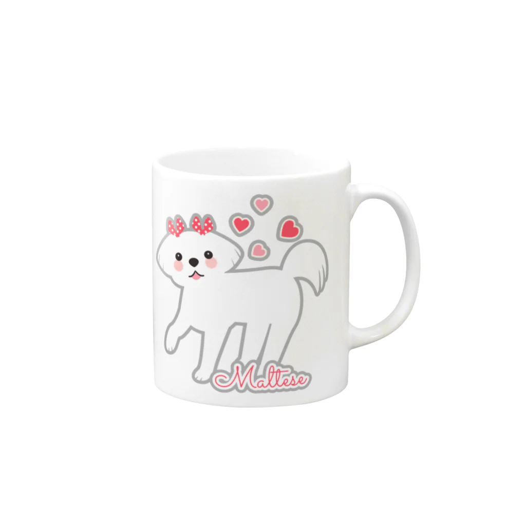 しらいと雑貨店のマルチーズ♬(枠あり) Mug :right side of the handle