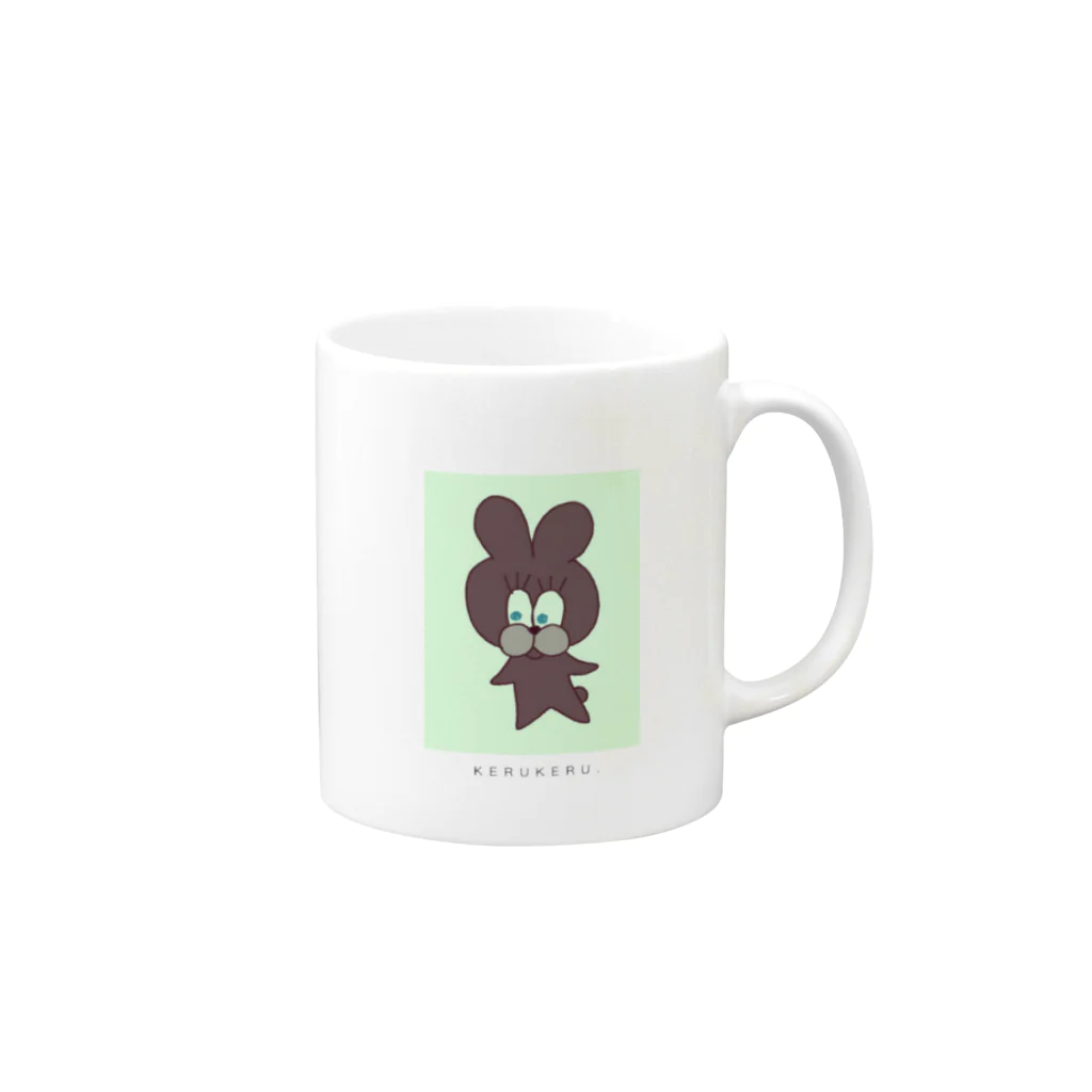 KERUKERU.のpyonko blackマグ Mug :right side of the handle