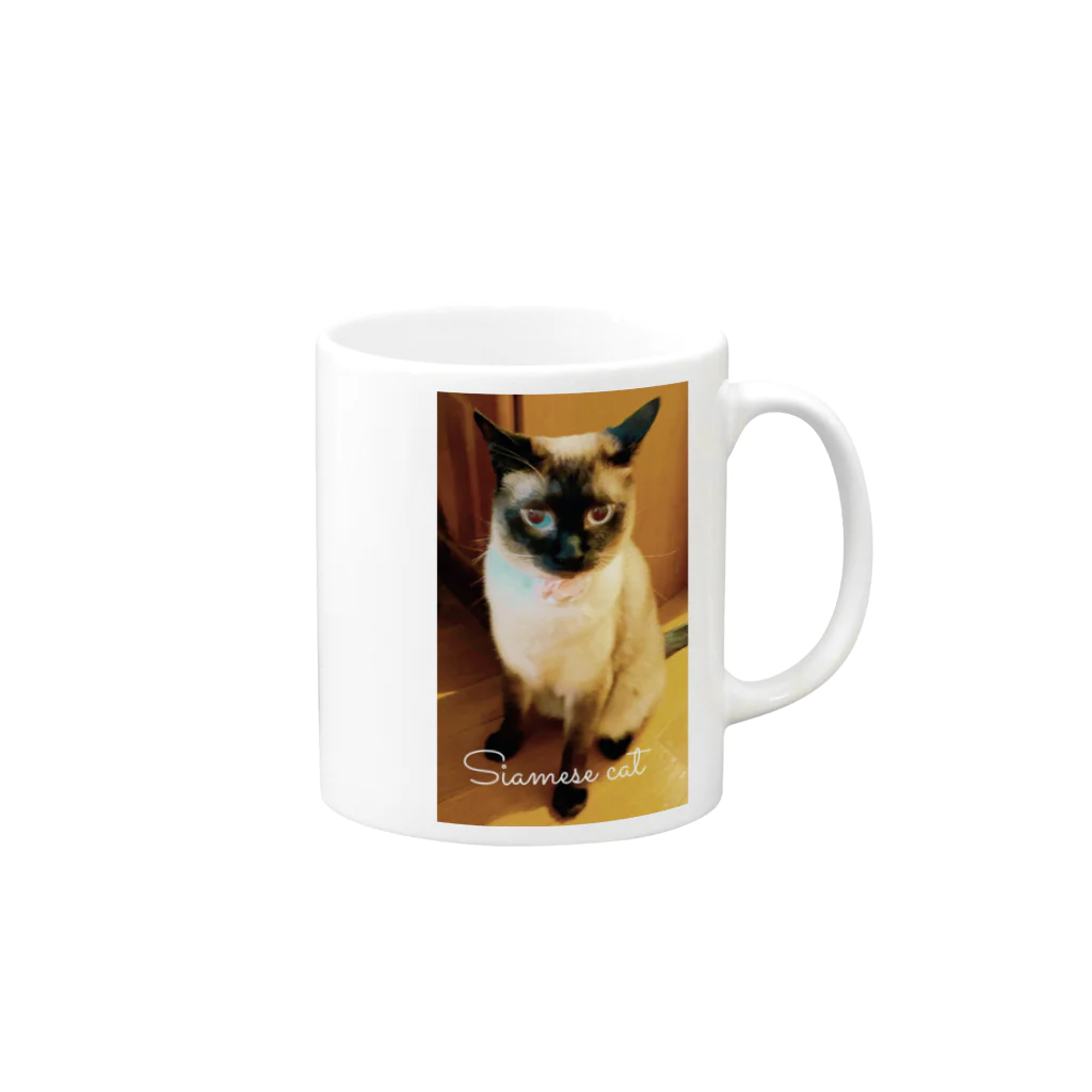 Siamese cat シャムのSiamese cat シャム猫 Mug :right side of the handle