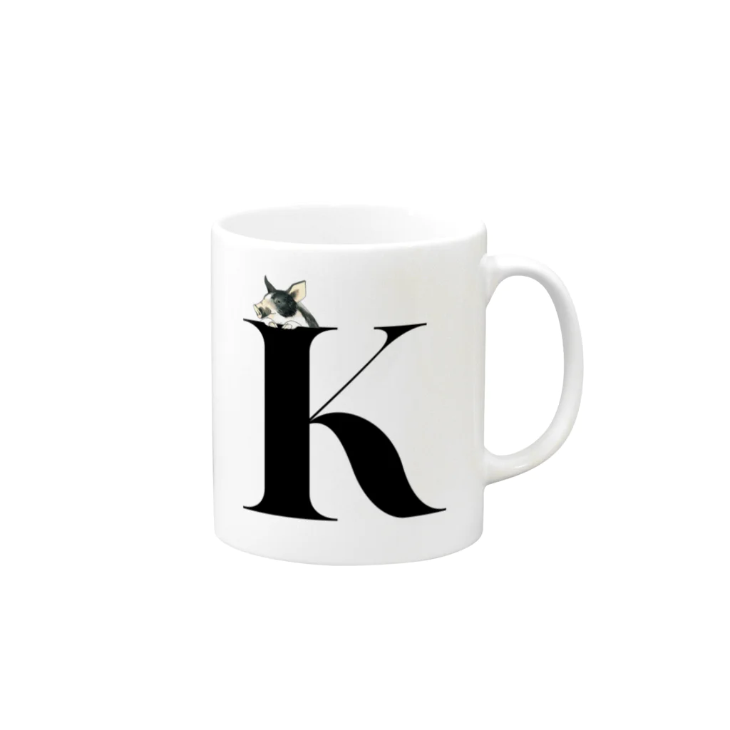 ZOOKISSのイニシャルマグカップ　【K】 Mug :right side of the handle