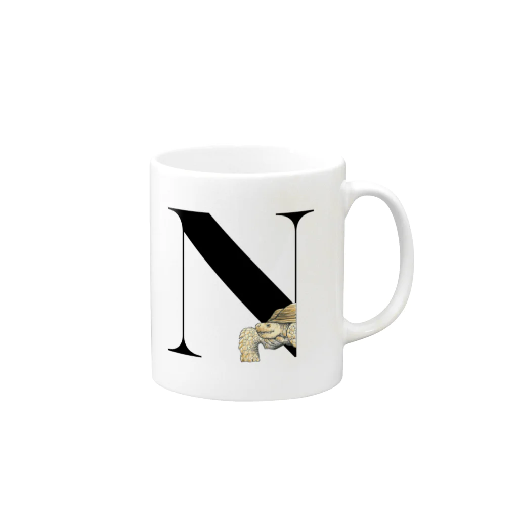 ZOOKISSのイニシャルマグカップ　【N】 Mug :right side of the handle