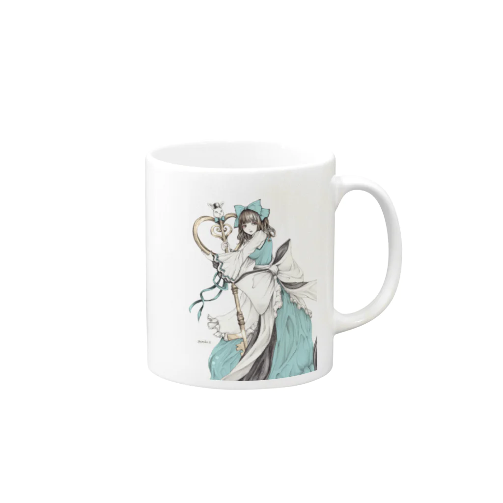 GumikoのSUZURIショップのアリス Mug :right side of the handle