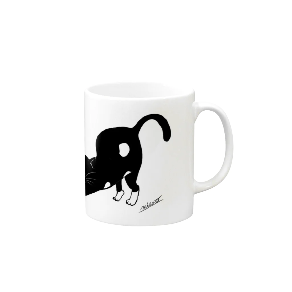 自由なサイト「me.ch」の黒猫にゃん Mug :right side of the handle