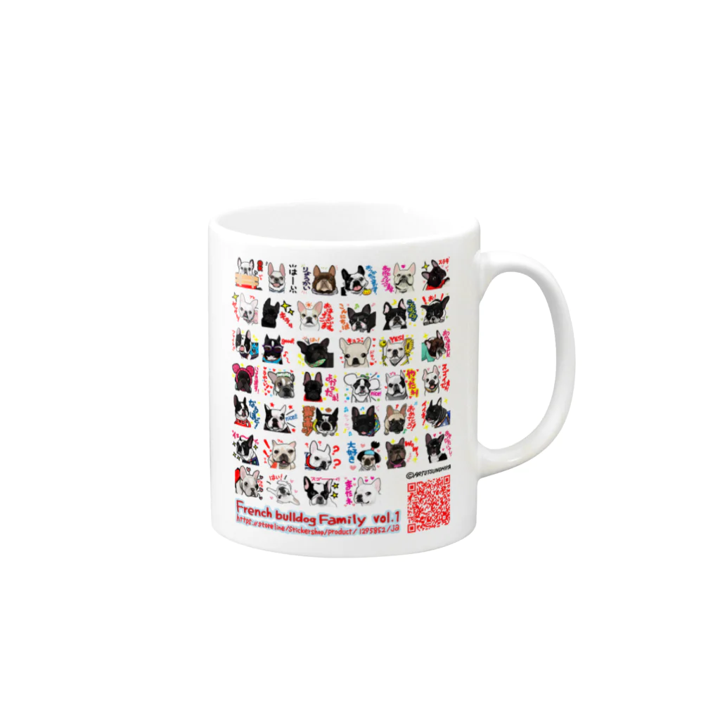 アート宇都宮(ARTUTSUNOMIYA)の6QRコードデザイン★Frenchbulldogfamily★ Mug :right side of the handle