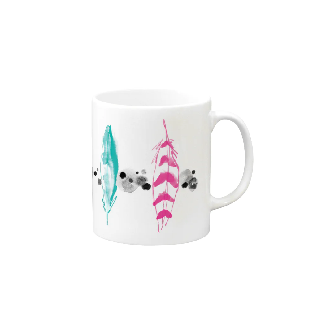 FJI-KAORUのHappyを運ぶ羽 Mug :right side of the handle