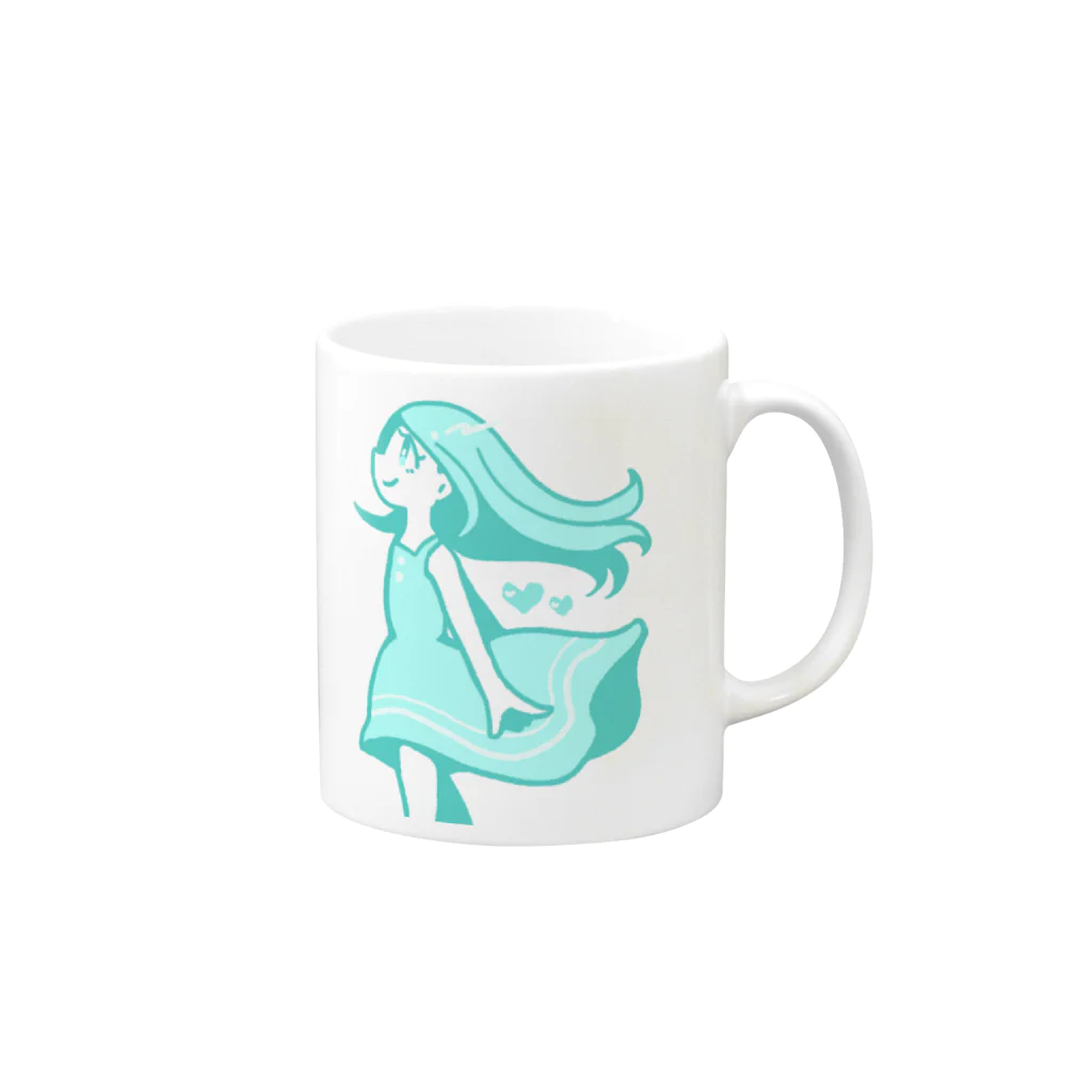 よもつ堂のなつのひ、ラムネカラー Mug :right side of the handle