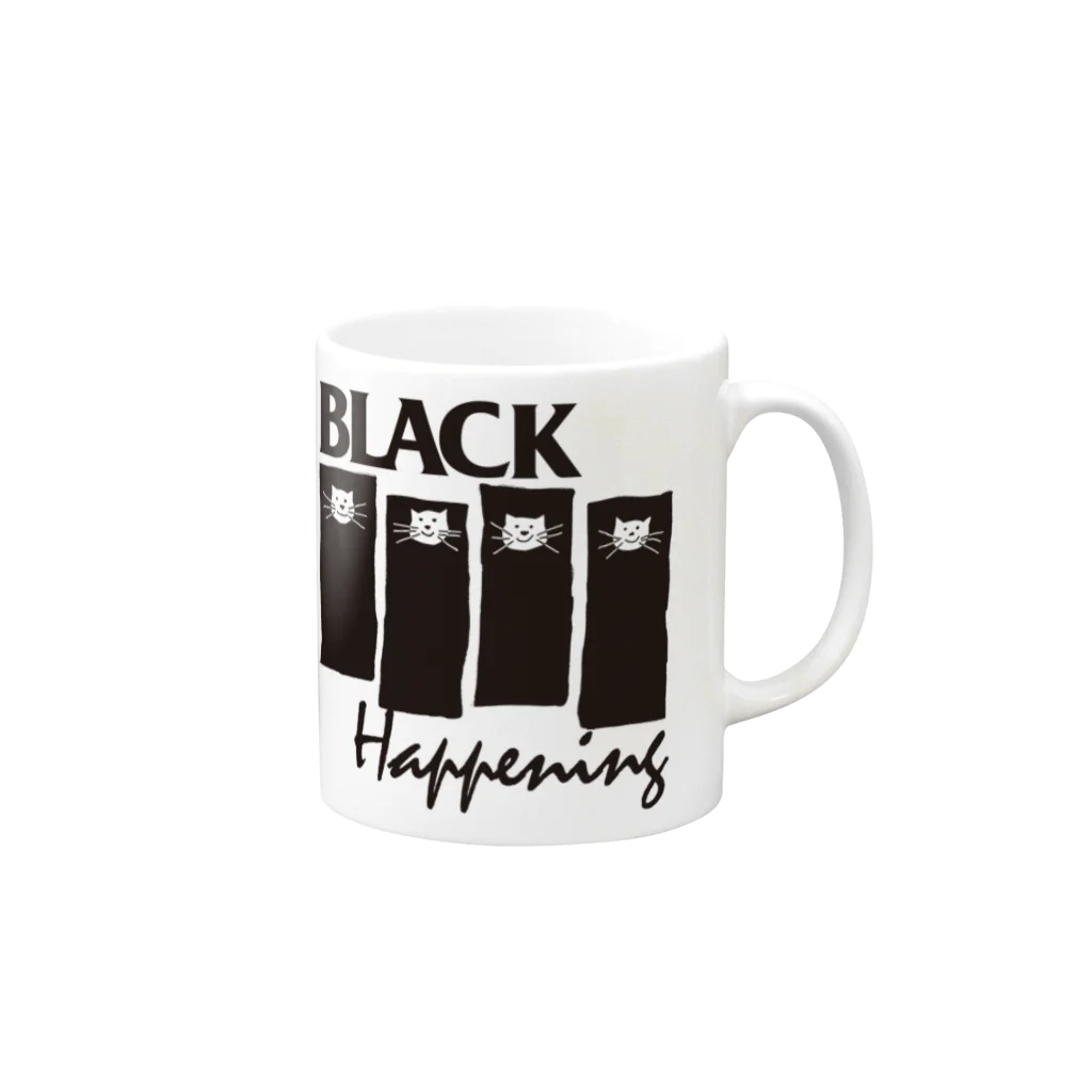 オサモハンキンポーの BLACK HAPPENING（ver2） Mug :right side of the handle