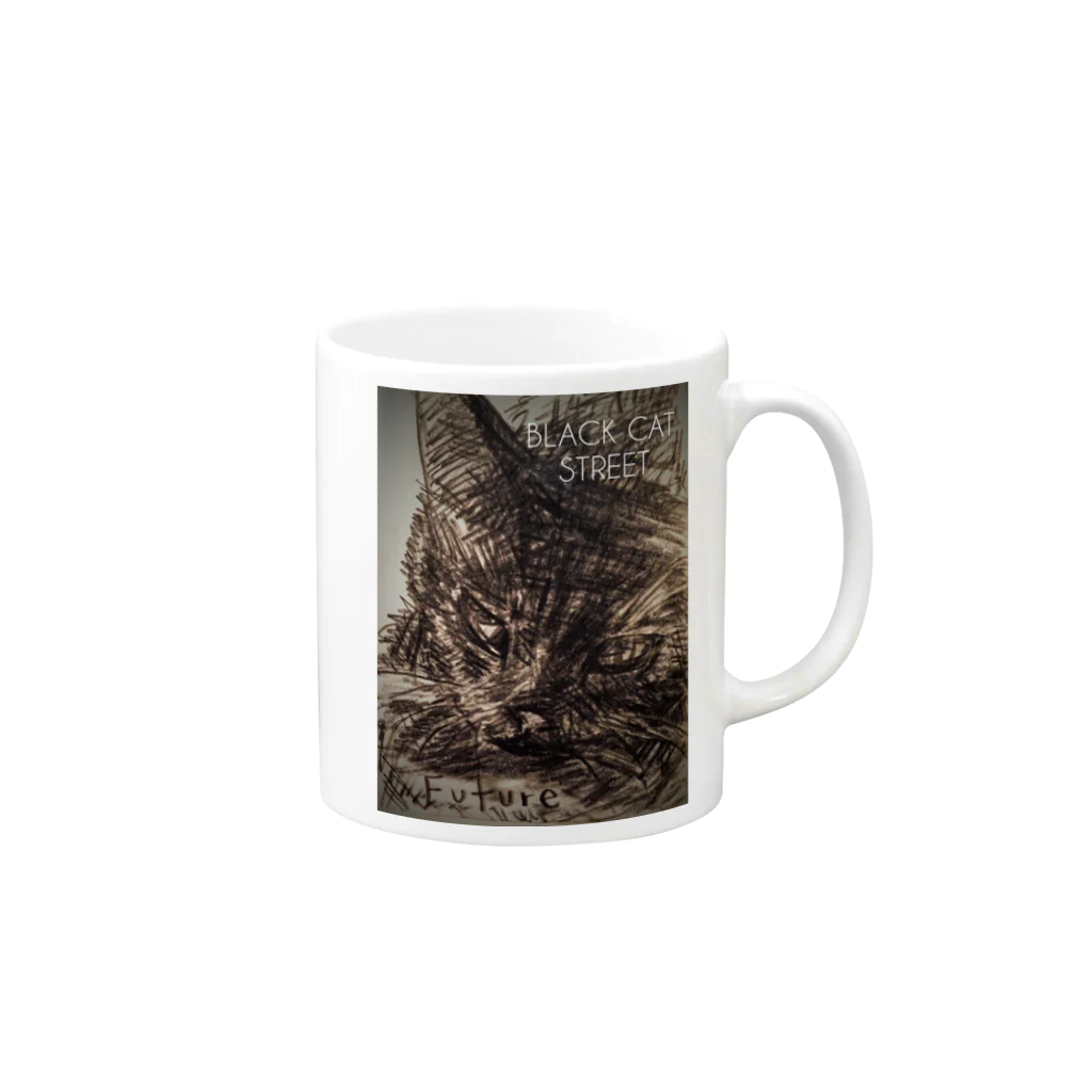 クロネコDay'sのBLACK CAT STREET Mug :right side of the handle