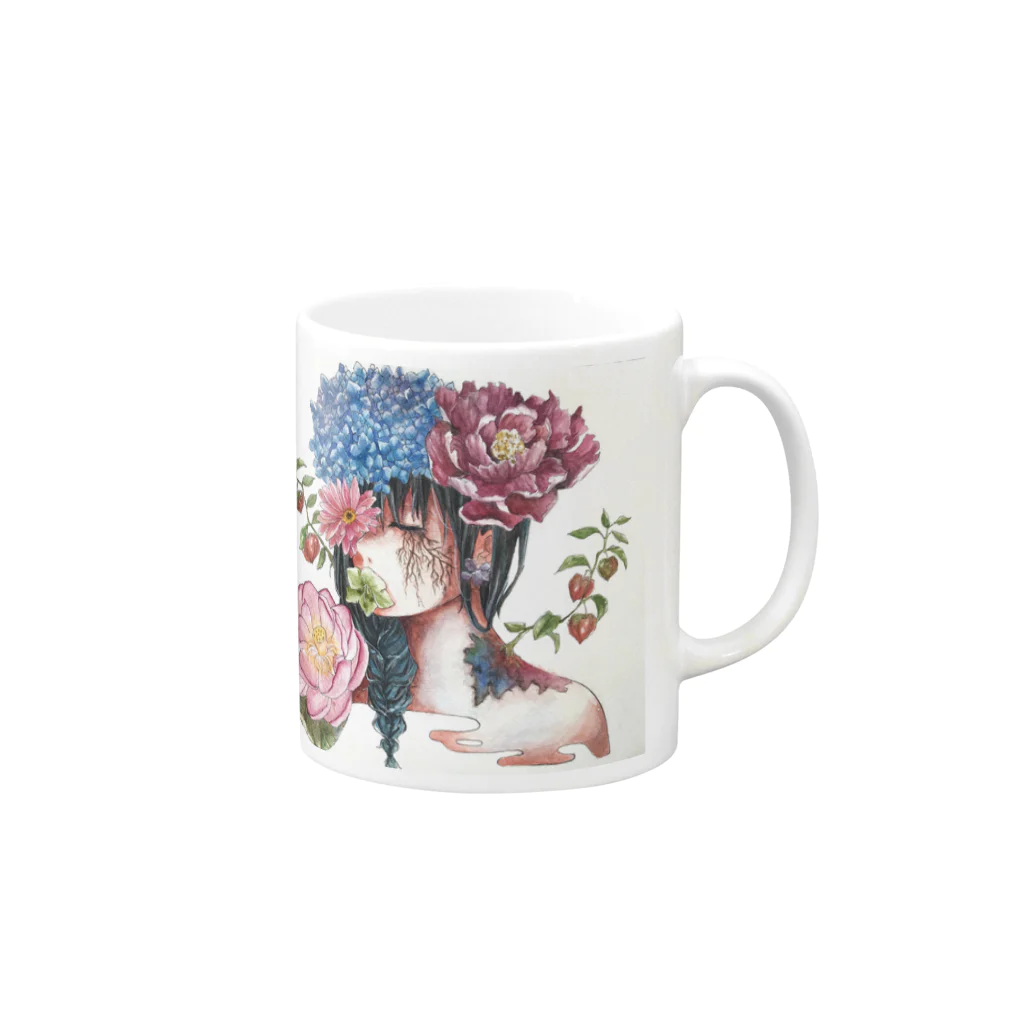 ローズルの花を吐く Mug :right side of the handle