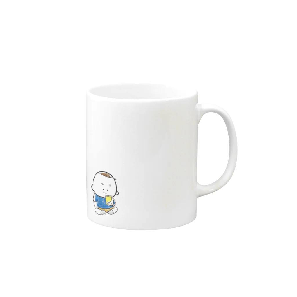 ふっくらボリサットのスマホをいじる夫・サミ太郎 Mug :right side of the handle