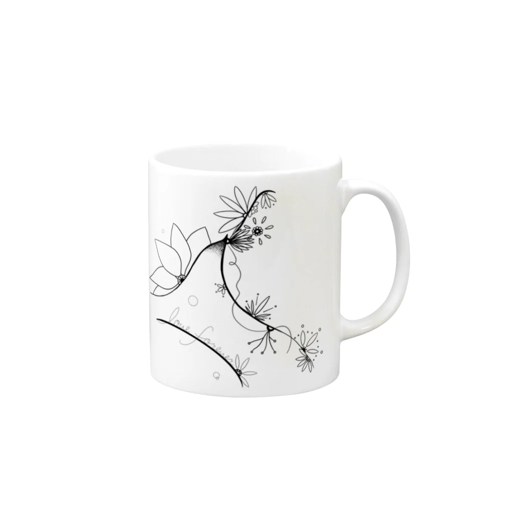 Atelier of K0_nakaのBird-LOVE Mug :right side of the handle